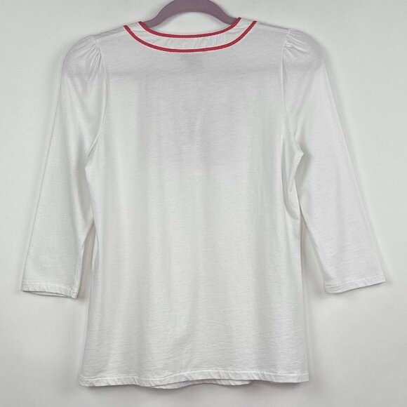 Boston Proper | White Top | Embroidered Tie Blouse | Size XS - Picture 10 of 12
